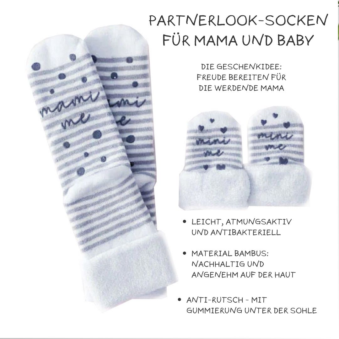 Bambus-Socken für Mama und Baby - "Mama me & Mini me"- 2er Partnerlook-Socken-Set