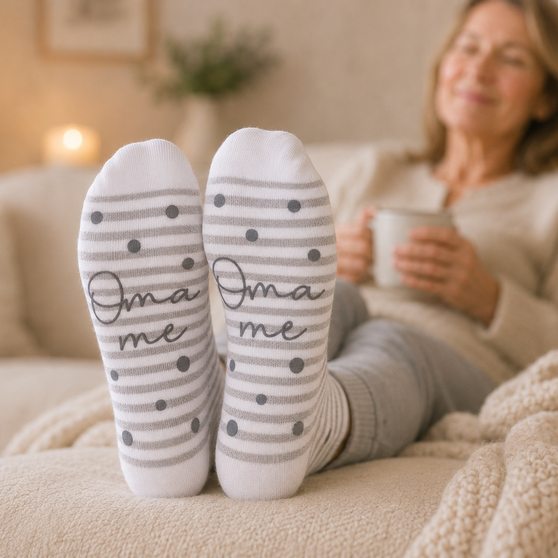 Kuschel-Socken „Oma me“ aus Bambus – Geschenk für die (werdende) Oma