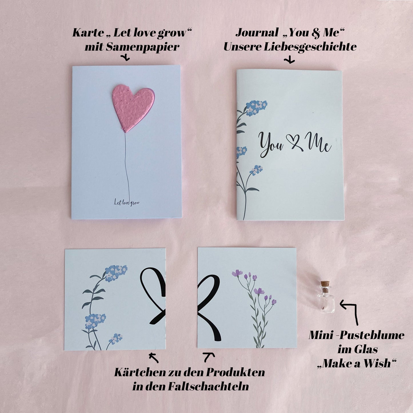 Mr & Mrs Premium-Geschenk zur Hochzeit "Happy Hearts" mit Inhalt - 7 teilig