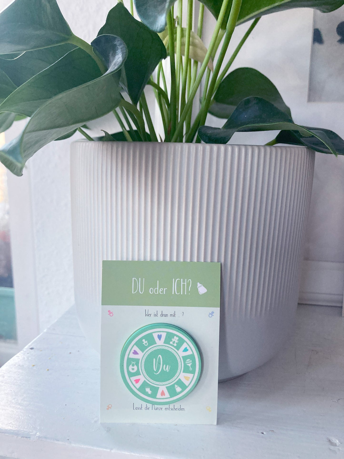 Entscheidungsmünze "Du oder Ich" Geschenk zur Geburt, Babyparty und für junge Familien