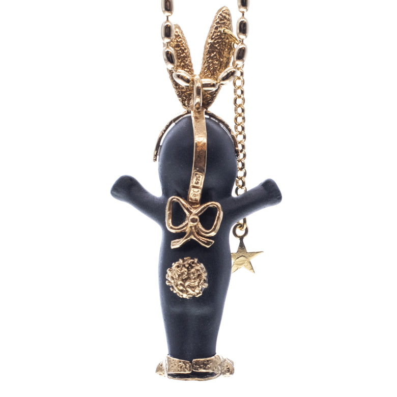 Kette Happy Baby "Rebel Rabbit" aus 925er Sterlingsilber von Gem Kingdom - Talisman zur Geburt - mit Initialenbox