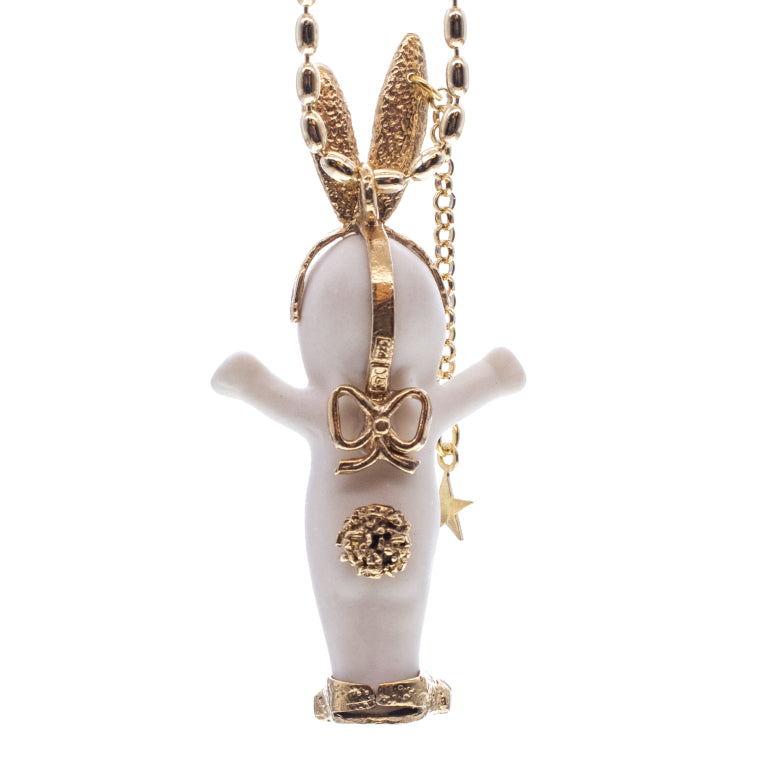 Kette Happy Baby "Rebel Rabbit" aus 925er Sterlingsilber von Gem Kingdom - Talisman zur Geburt - mit Initialenbox