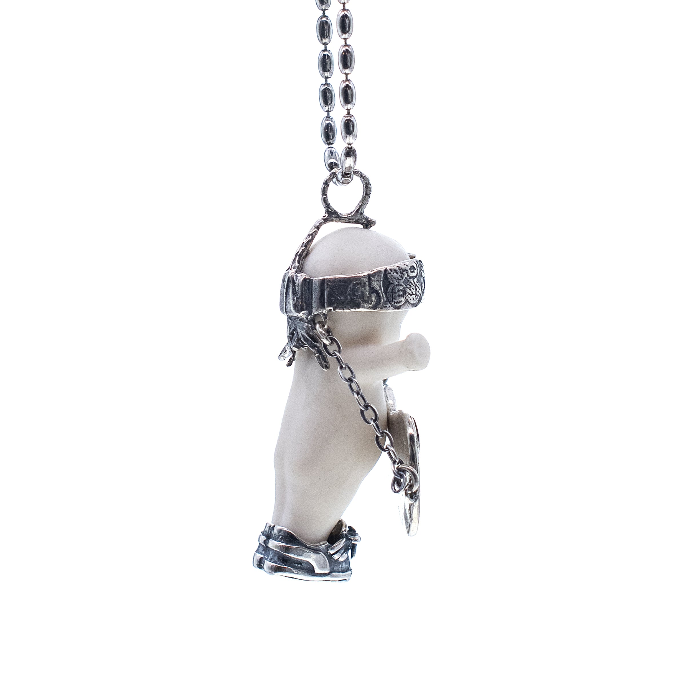 Kette Happy Baby "Rock-a-Bye" aus 925er Sterlingsilber von Gem Kingdom - Talisman zur Geburt - mit Initialenbox