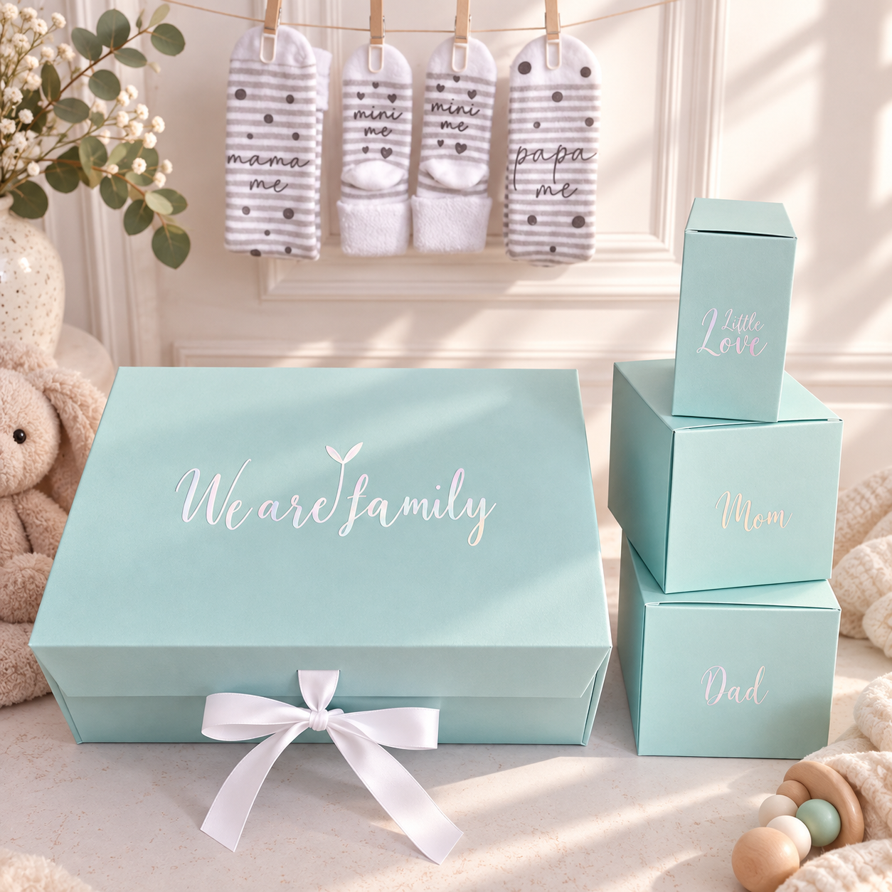 We Are Family Box in Salbeigrün – Gender Reveal Edition