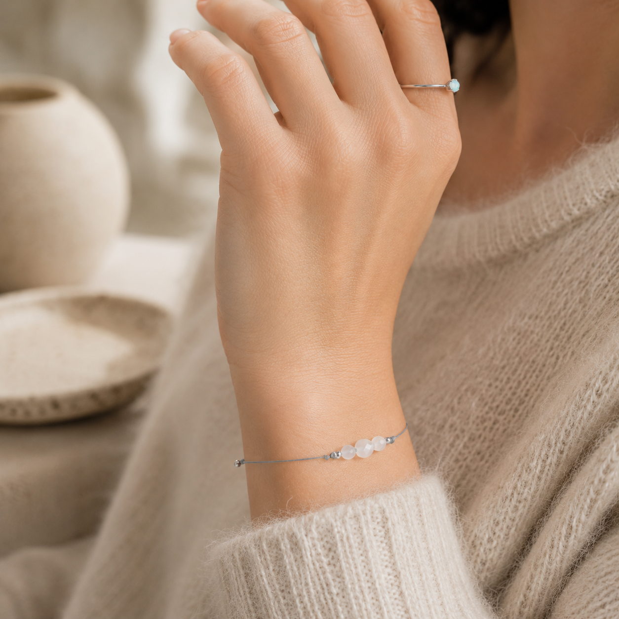 Glücksbringer Armband für Geburt & Schwangerschaft - Mondstein, Achat