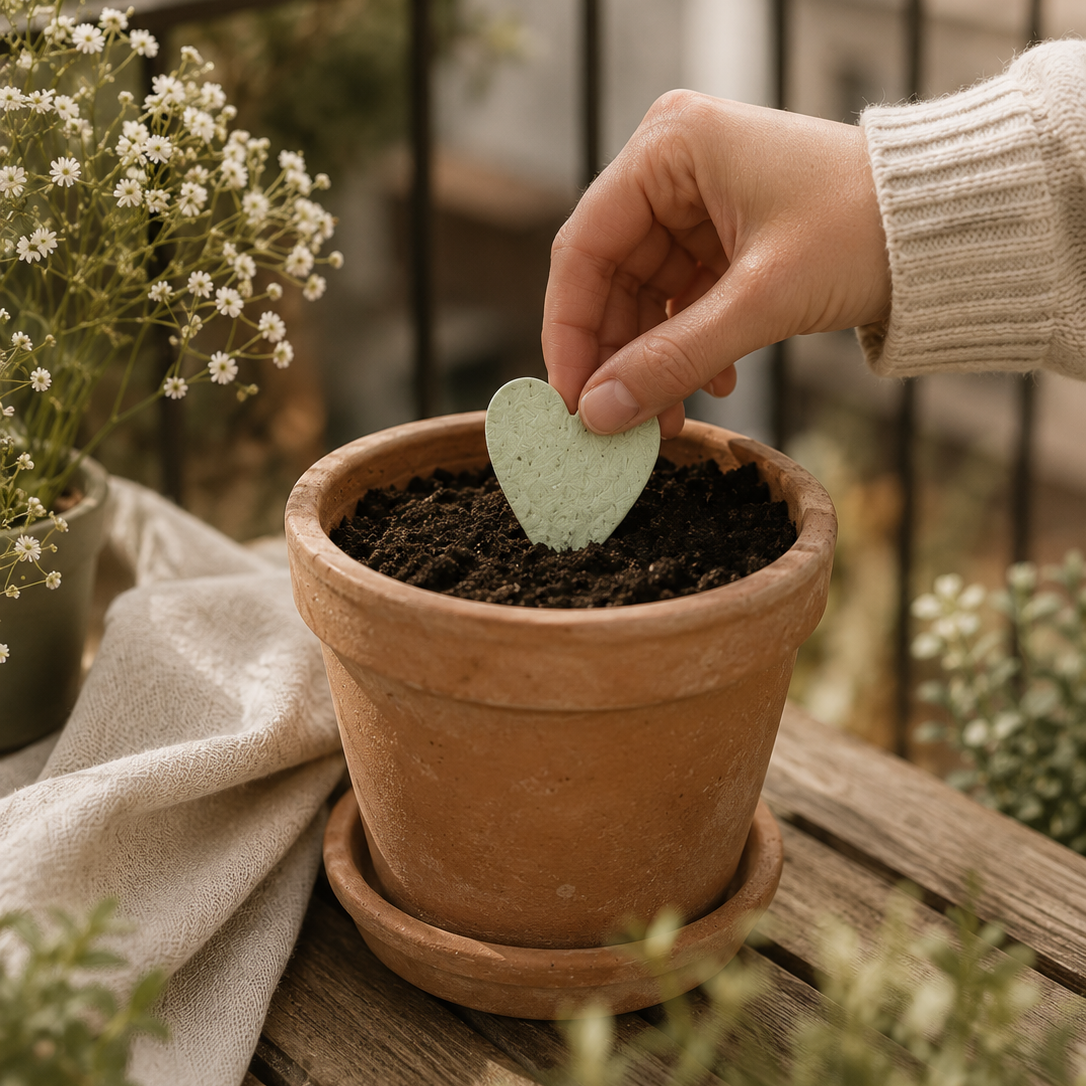 Gruß-Klappkarte „Let Love Grow“ mit Blumensamen-Herz
