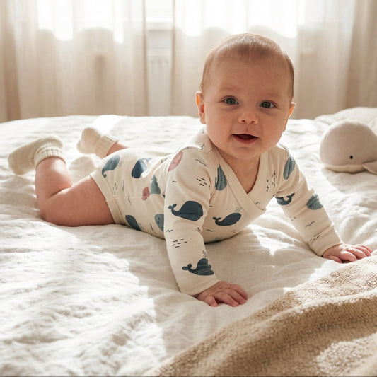 Unisex Langarm-Babybody "Wal" aus Bio-Baumwolle – weich & hautfreundlich -
