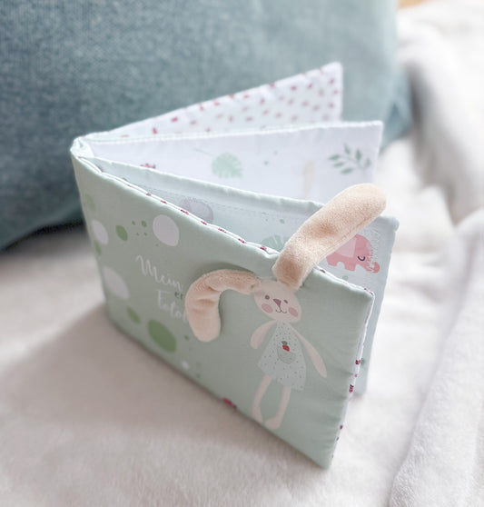 Stoff-Fotoalbum Baby mit Hasenohren