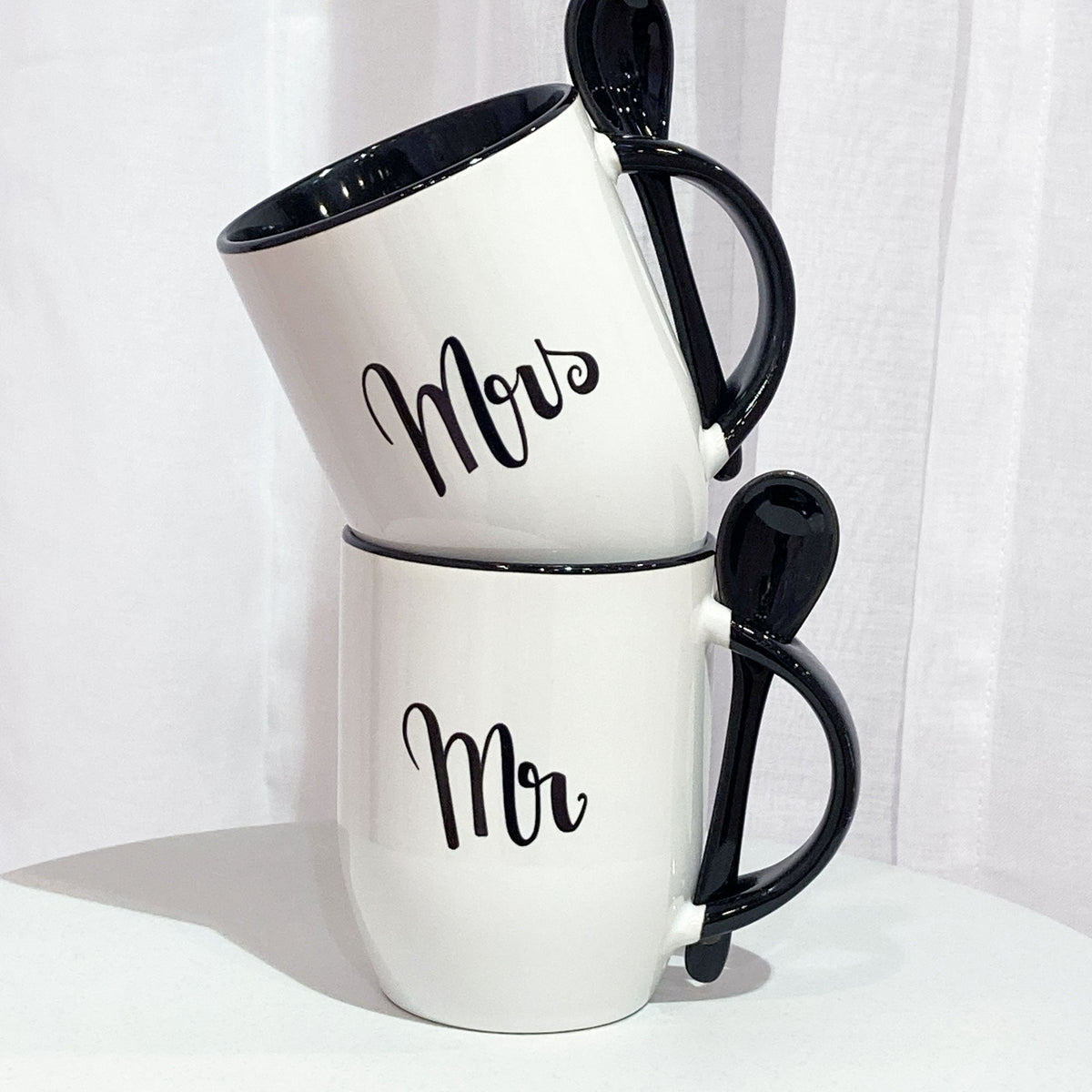Tassen-Set „Mr & Mrs" mit Löffel