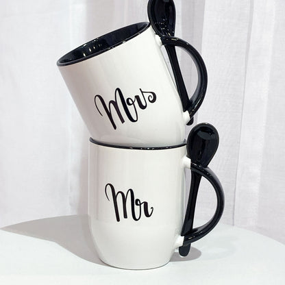 Tassen-Set „Mr & Mrs" mit Löffel