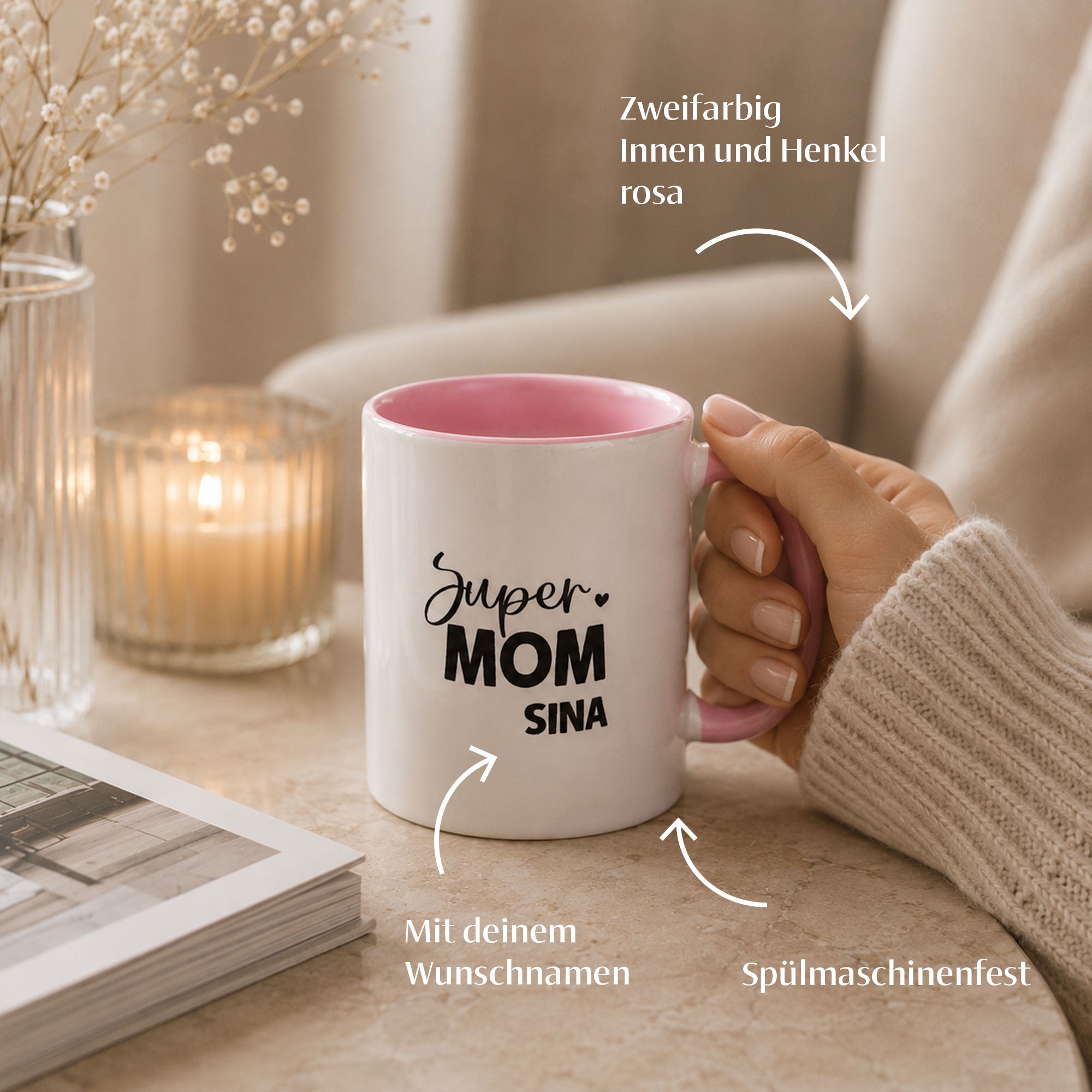 Tasse „Super Mom“ – Für Heldinnen im Mama-Alltag - mit Namen