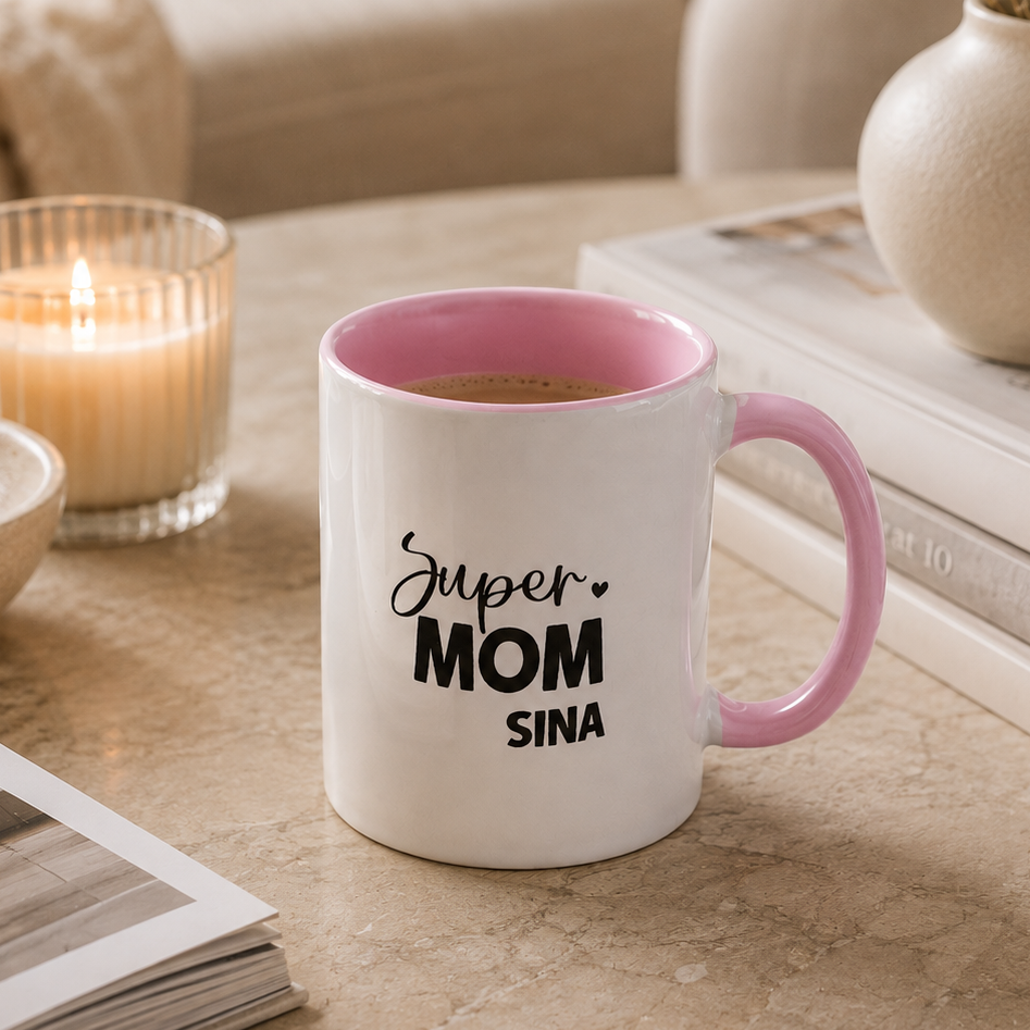 Tasse „Super Mom“ – Für Heldinnen im Mama-Alltag - mit Namen