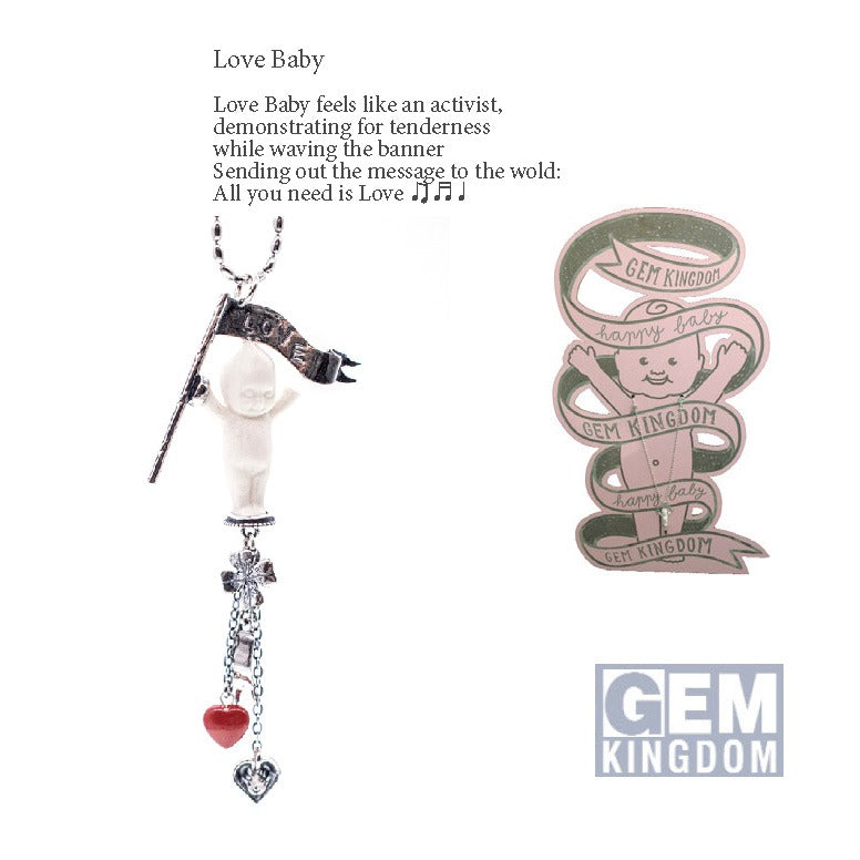 Kette Happy Baby "Love" von Gem Kingdom - Talisman zur Geburt - mit Gravur