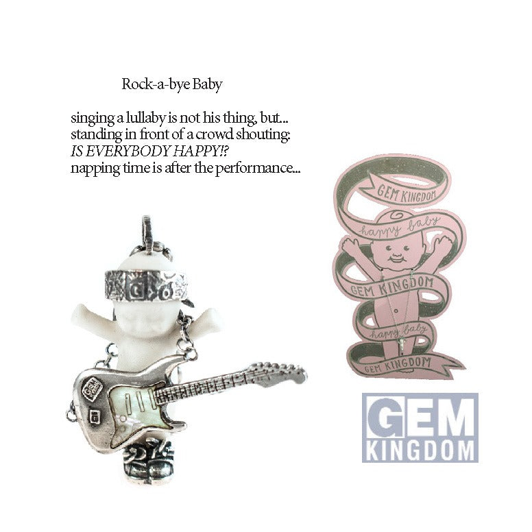 Kette Happy Baby "Rock-a-Bye" aus 925er Sterlingsilber von Gem Kingdom - Talisman zur Geburt - mit Initialenbox
