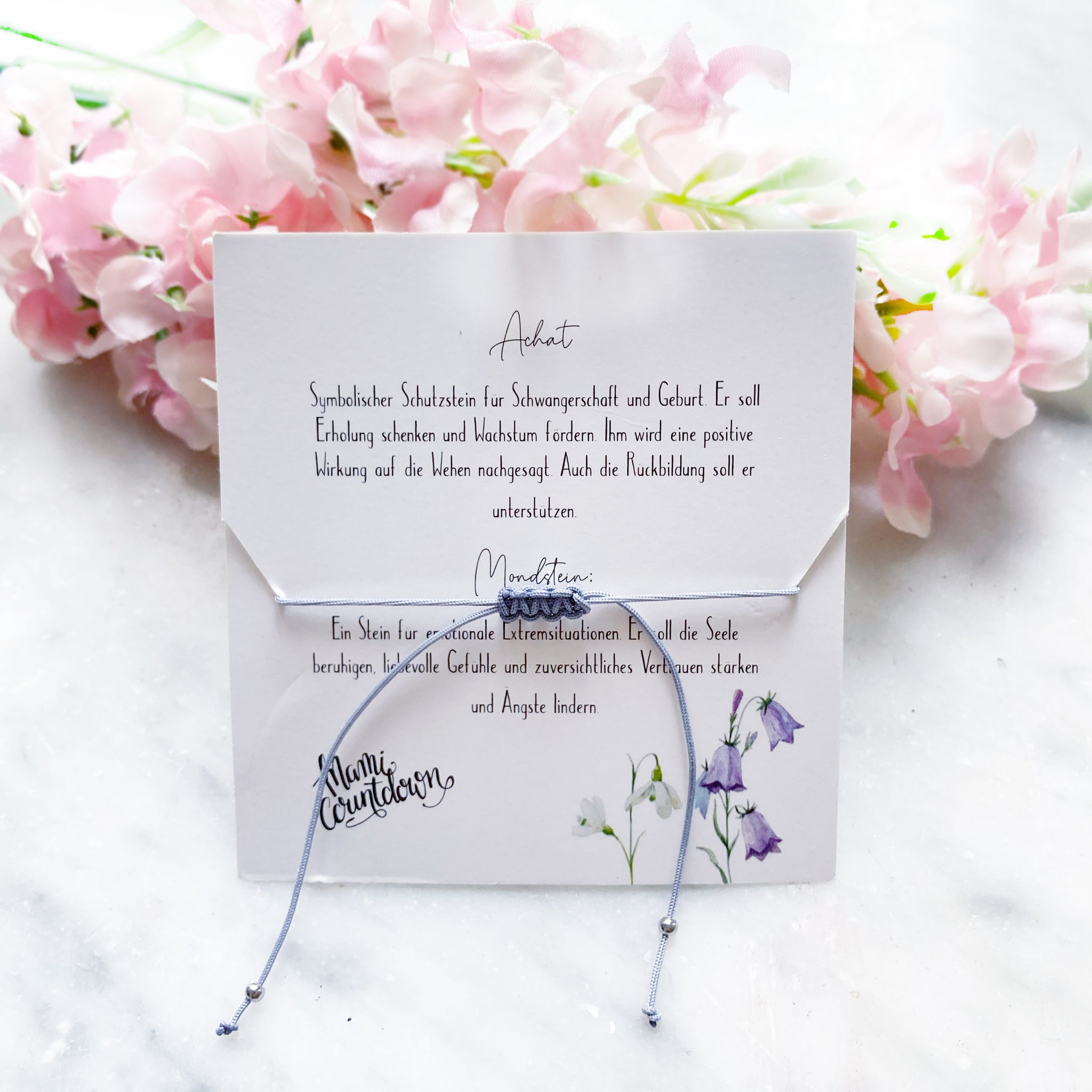 Glücksbringer Armband für Geburt & Schwangerschaft - Mondstein, Achat