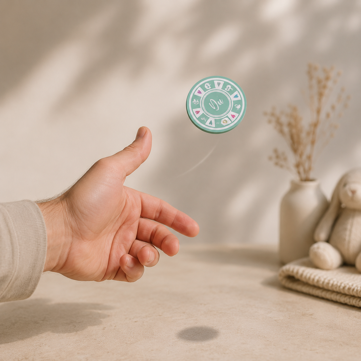 Entscheidungsmünze "Du oder Ich" Geschenk zur Geburt, Babyparty und für junge Familien