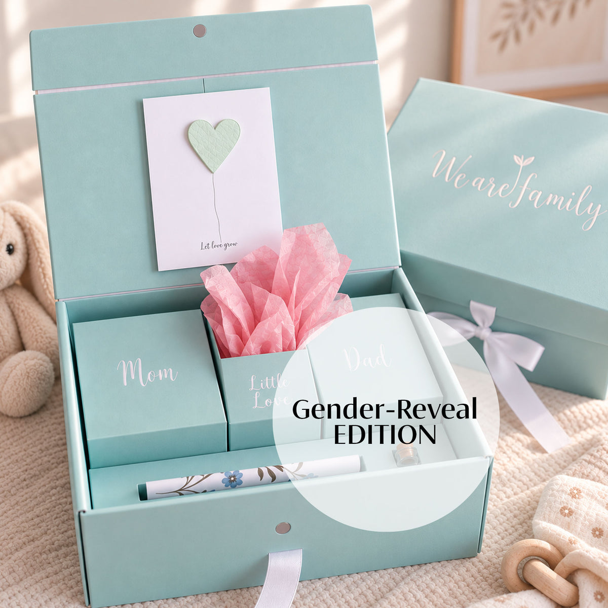 We Are Family Box in Salbeigrün – Gender Reveal Edition
