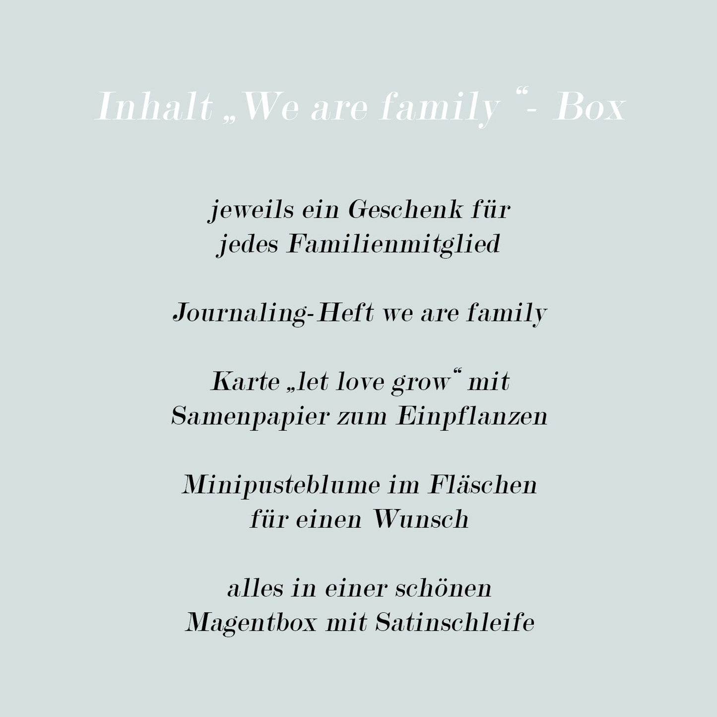 We Are Family Geschenkbox zur Geburt – Geschenkidee für Mama, Papa & Baby mit Bambussocken, 7 teilig