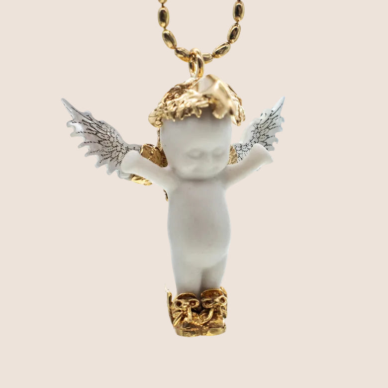 Kette Happy Baby "Phoenix" aus 925er Sterlingsilber von Gem Kingdom - Talisman zur Geburt - mit Initialenbox