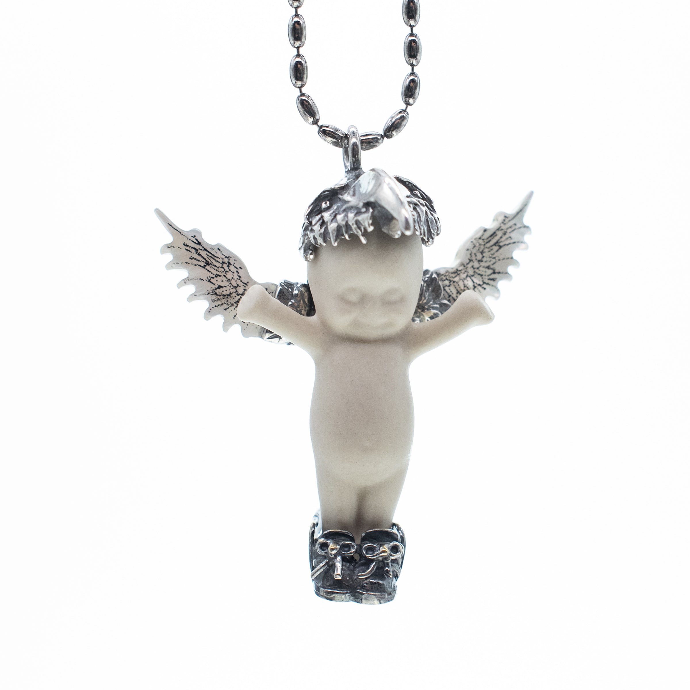 Kette Happy Baby "Phoenix" aus 925er Sterlingsilber von Gem Kingdom - Talisman zur Geburt - mit Initialenbox