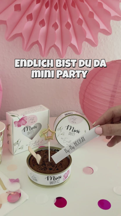 Mini-Party-To-Go – Süßer Kuchen zur Geburt in der Dose mit Kerze, Löffel & Streichholz (100g)