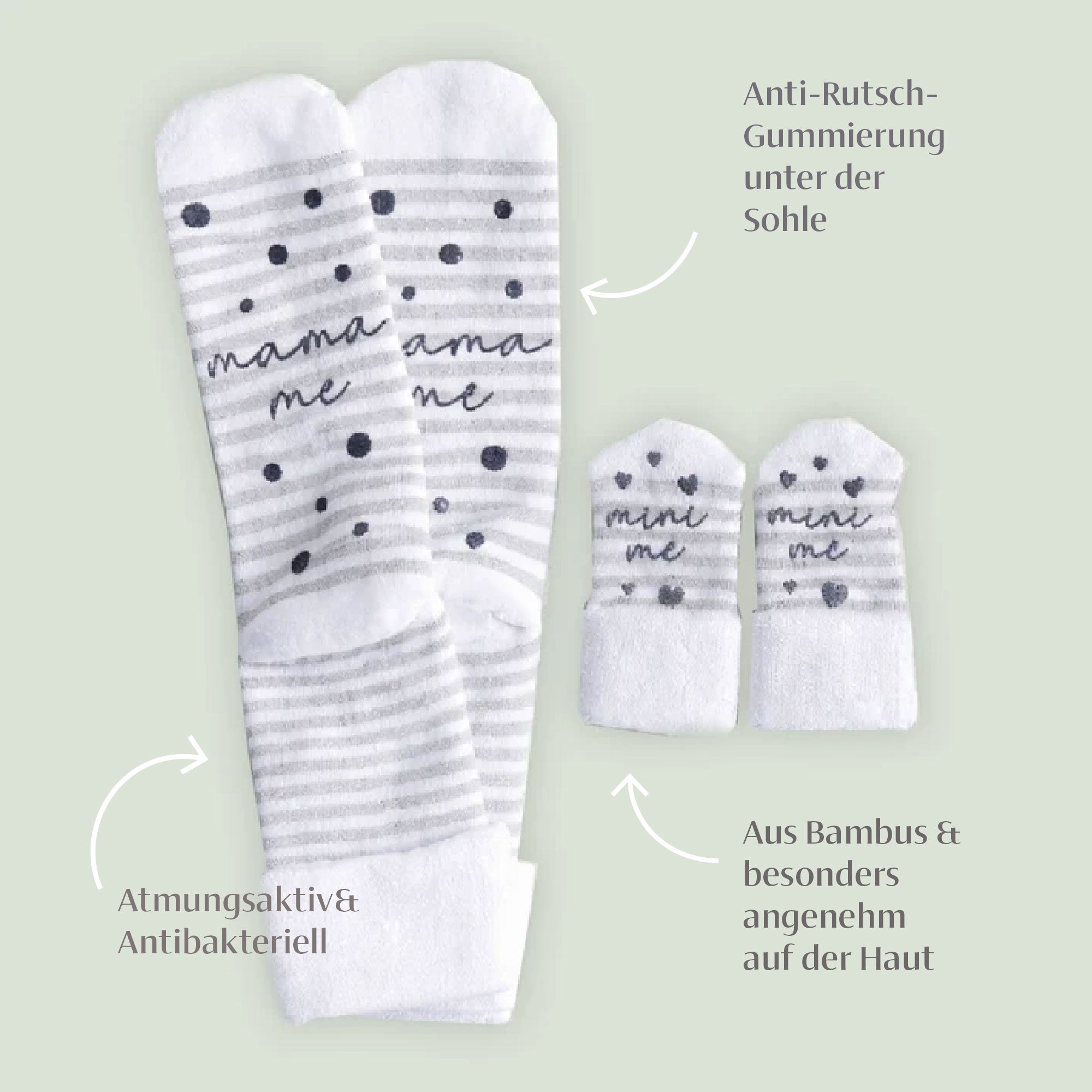Bamboo socks for mom and baby - "Mama me &amp; Mini me" - set of 2 matching socks