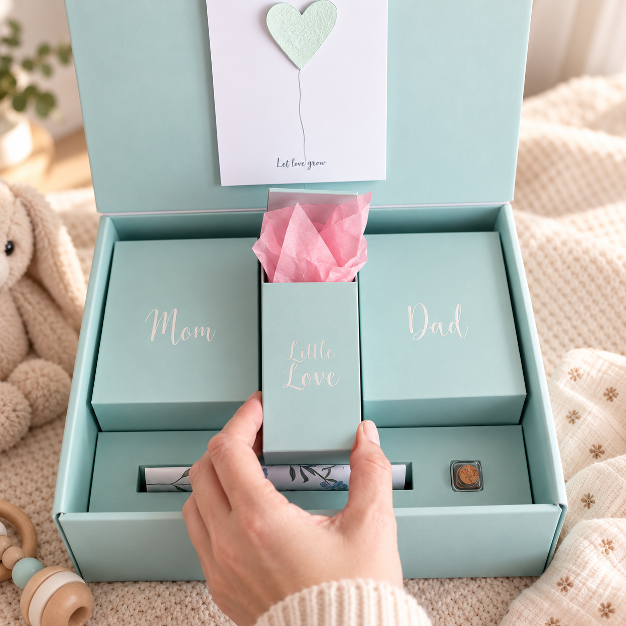 We Are Family Box in Salbeigrün – Gender Reveal Edition