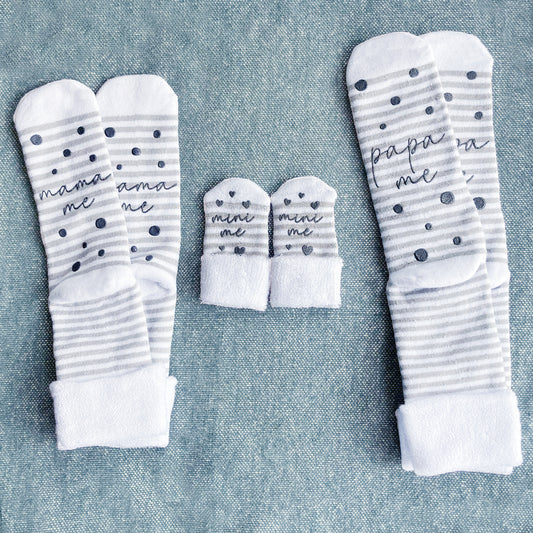 Bamboo socks for mom, dad and baby - "Mama me &amp; Papa me &amp; Mini me" - set of 3 matching socks